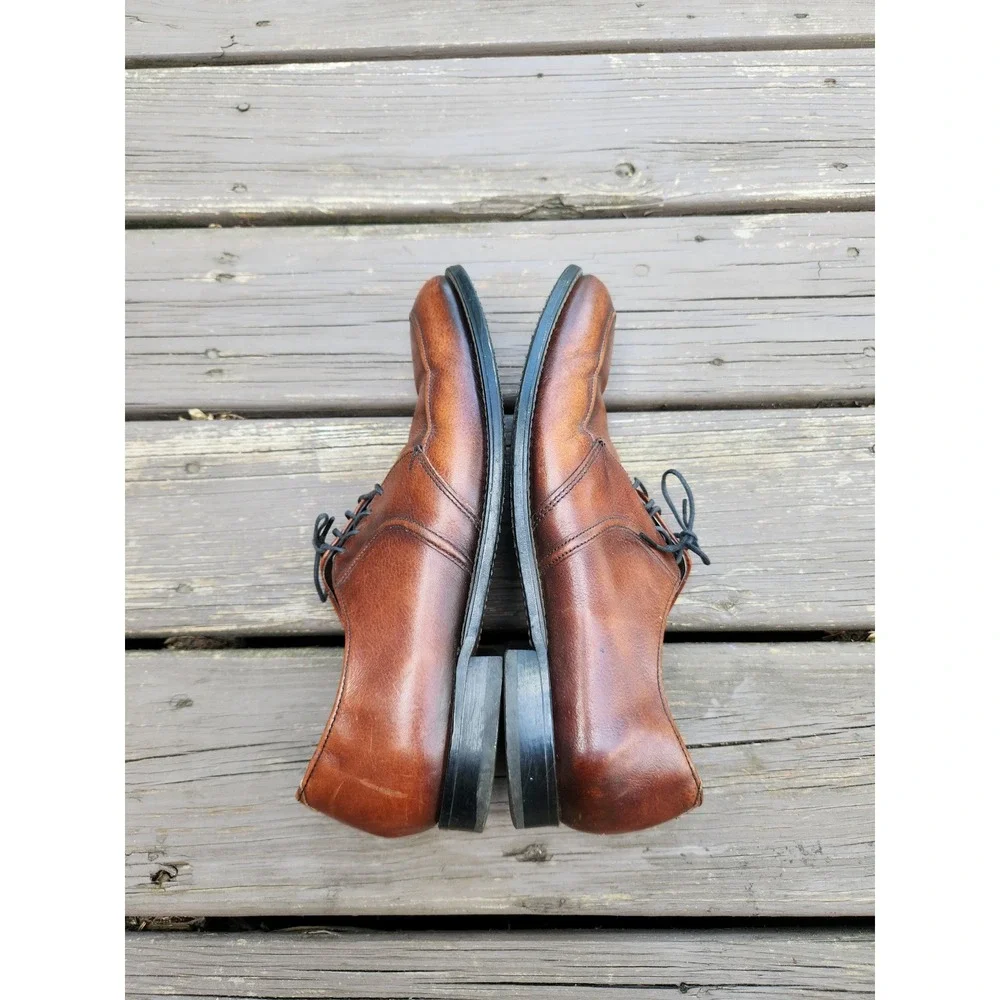 Union Made‎ Vintage Leather Derby Shoes Brown Moc Toe Biltrite Heel USA 10.5 D